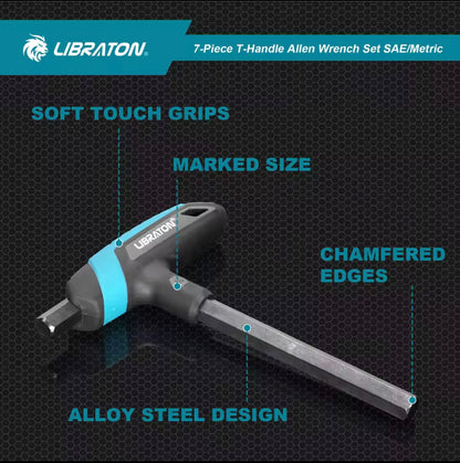 LIBRATON 7PC T-Handle Allen Wrench Set - Metric/SAE