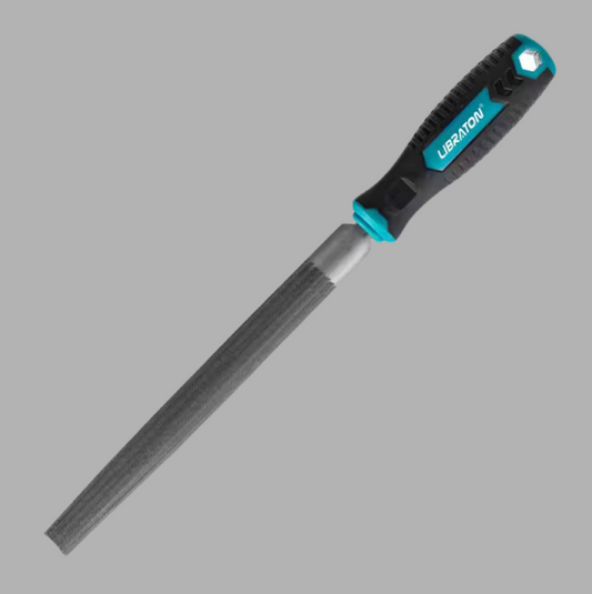 LIBRATON 8” Half Round Metal File w/ Ergonomic Handle