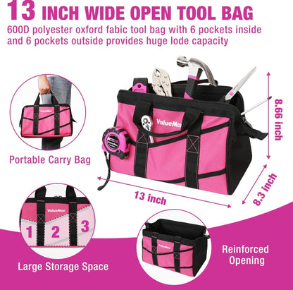 ValueMax 218PC Basic Household Repair Tool Kit w/ 13” Large Opening Tool Bag