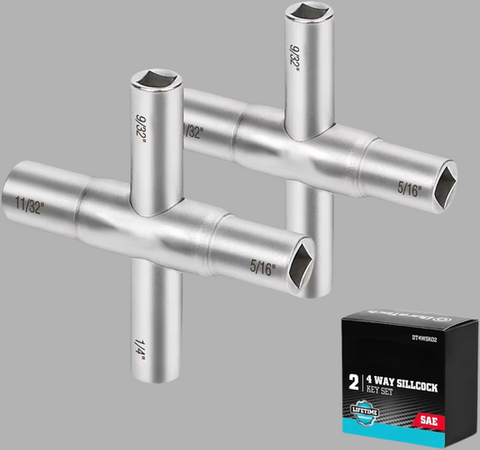 DURATECH 4 Way Sillcock Key Set, 1/4", 9/32", 5/16", 11/32", 2-Pack, for Valve, Faucet, and Spigots