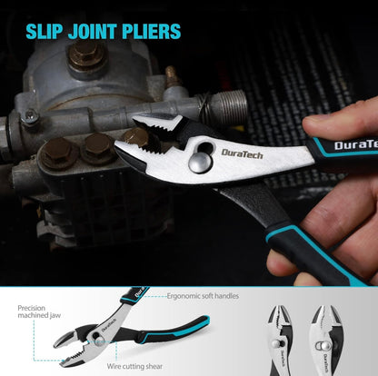 DURATECH 3PC Plier Set, Includes 8” Needle Nose Pliers, 8” Slip Joint Pliers and 7” Diagonal Pliers