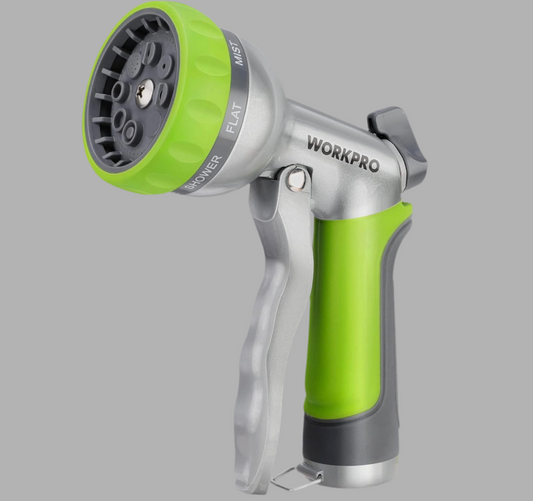 WORKPRO Heavy-Duty Garden Hose Nozzle w/ 8 Adjustable Spray Patterns