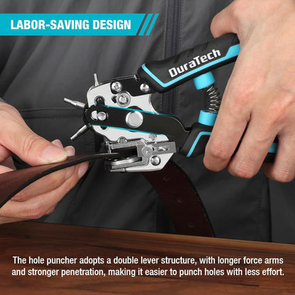 DURATECH Heavy-Duty Leather Hole Punch Pliers w/ 6 Solid Needles