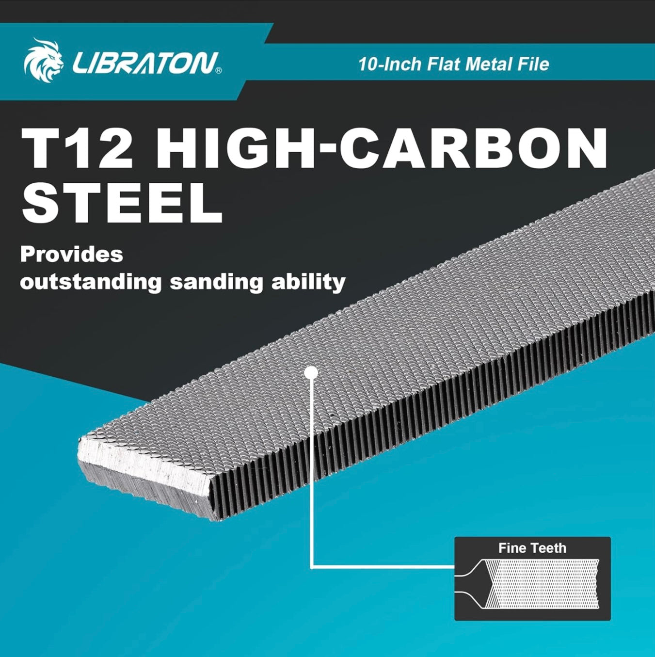 LIBRATON 10” Flat Metal File w/ Ergonomic Handle