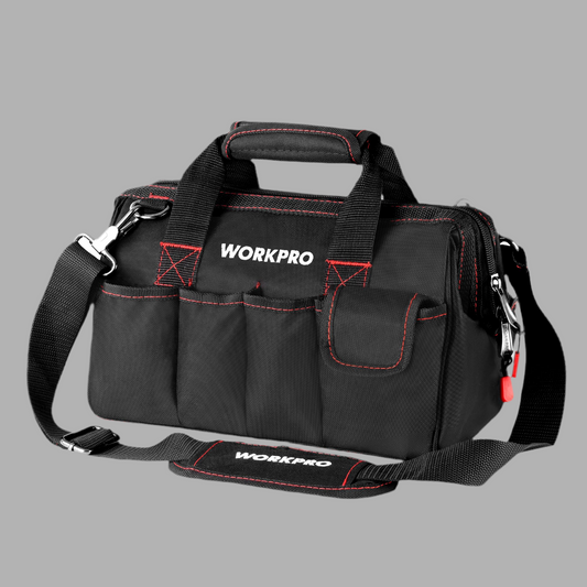 Workpro 12” Close Top Wide Mouth Storage Tool Bag w/ Shoulder Strap