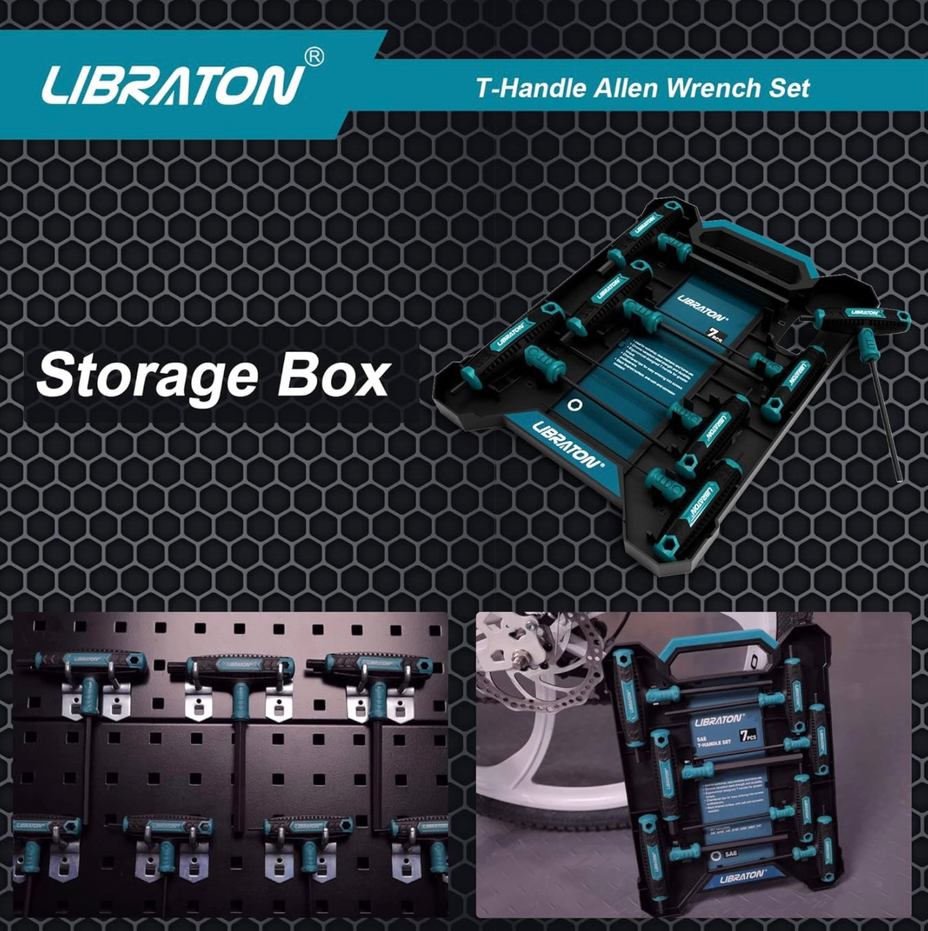LIBRATON 7PC T Handle Allen Wrench Set- SAE w/ Storage Box