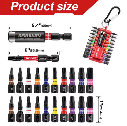 GEINXURN 22PC Magnetic Torx Driver Bit Set w/ Bit Holder, Organizer Sleeve