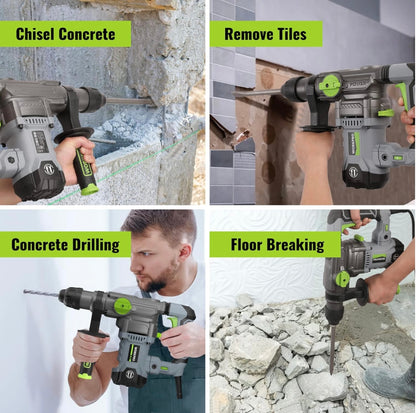 WORKPRO Heavy-Duty 12.5AMP Premium 1-1/4” SDS-Plus Rotary Hammer Drill
