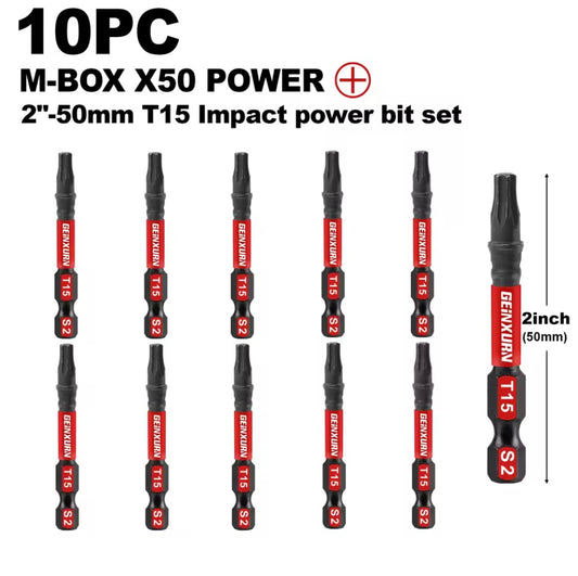 GEINXURN 10PC 2” M-BOX X50 Impact Power Bit Set - T15