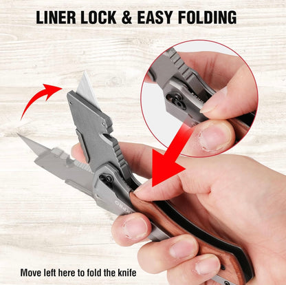 WORKPRO Quick-Change Blade Folding Utility Knife w/ Stainless Steel Head & Liner Lock