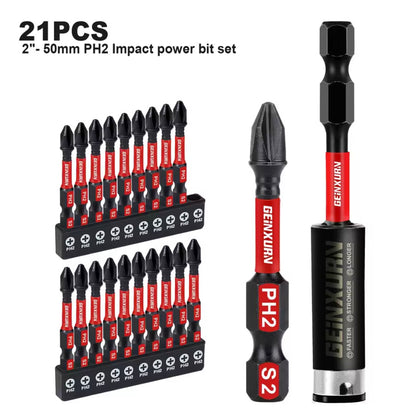 GEINXURN 21PC 2” Impact Driver Bit Set- Phillips #2 w/ Bit Holder Extension