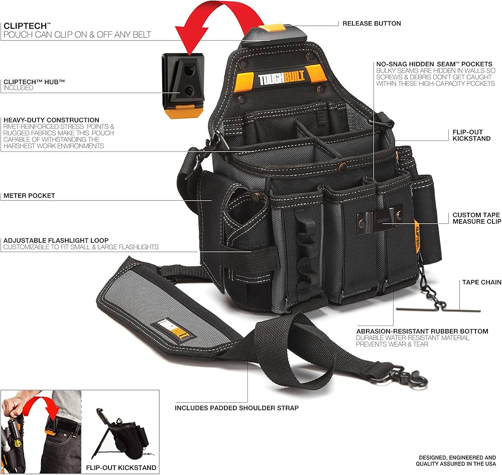 TOUGHBUILT Master Electricians Pouch + Shoulder Strap