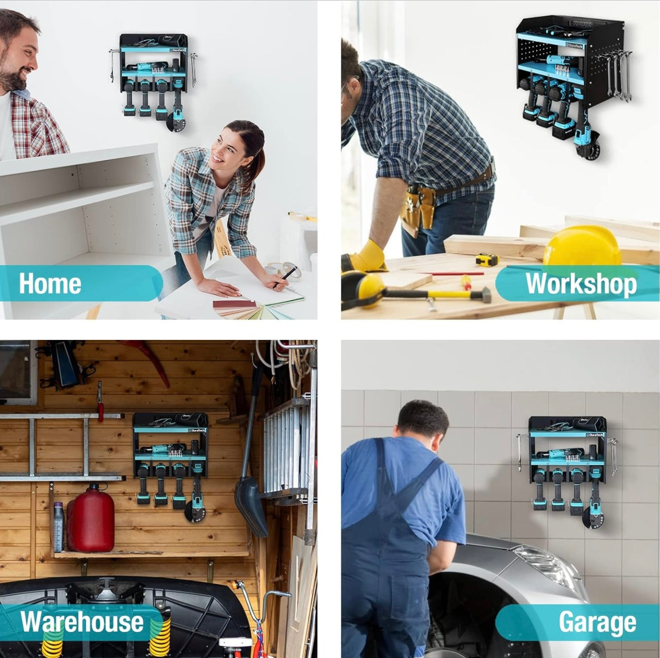 DURATECH Power Tool Organizer Wall Mount w/ Power Strip