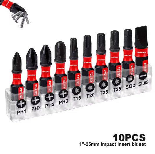 GEINXURN 10PC 1” Impact Driver Bit Set