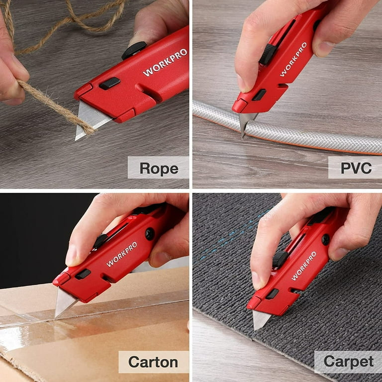 WORKPRO Quick-Change Retractable Box Cutter w/ Extra SK5 Blades