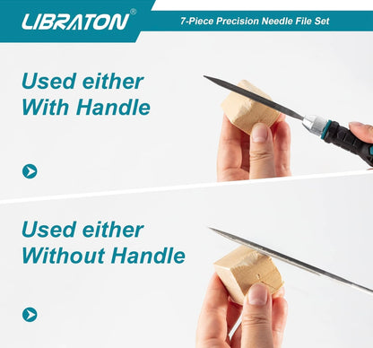 LIBRATON 7PC Interchangeable Needle File Set w/ Handle