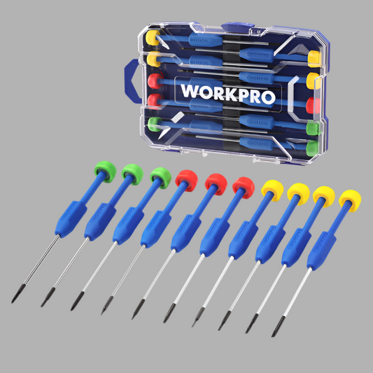 WORKPRO 10Pc Precision Screwdriver Set W/ Case - Phillips, Slotted, Torx