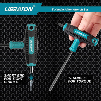LIBRATON 7PC T Handle Allen Wrench Set- SAE w/ Storage Box
