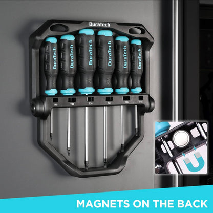 DURATECH 6PC Magenetic Screwdriver Set, Torx w/ 180° Rotating Storage Rack