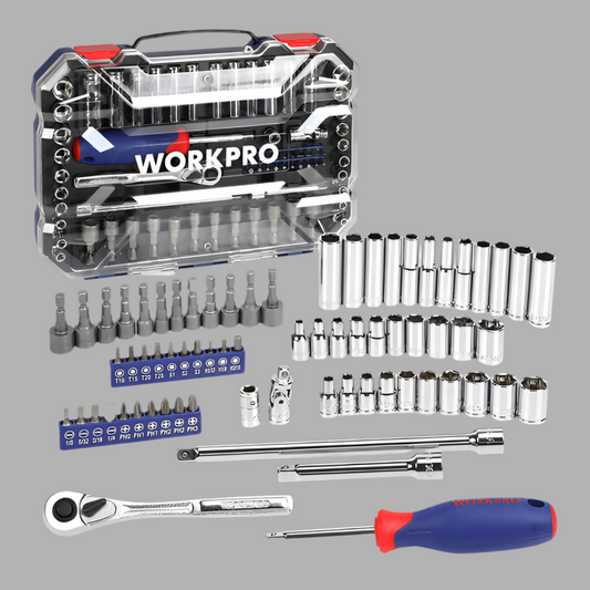 WORKPRO 70Pc Socket Set- 1/4” Metric & SAE
