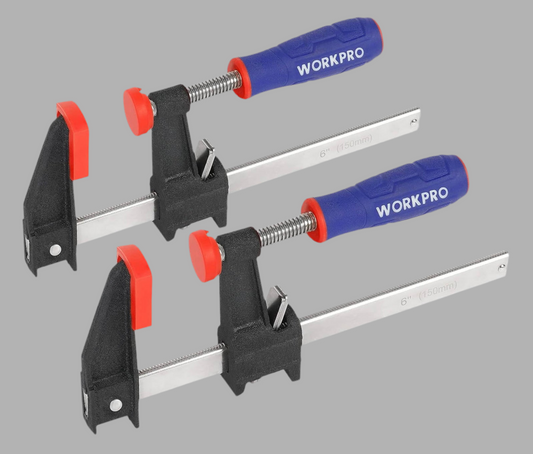 WORKPRO 2Pk 6”/12” Quick-Release Steel Bar Clamps Set w/ 2-1/2" Throat
