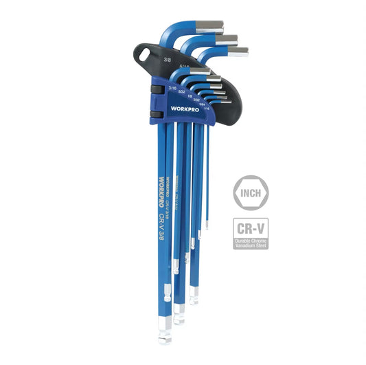 WORKPRO 9Pc SAE Ball Point Hex Key Set- Long/Short
