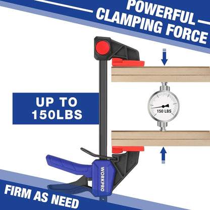WORKPRO 2PK 6" Quick-Release Bar Clamps w/ 150 LBS Load Limit