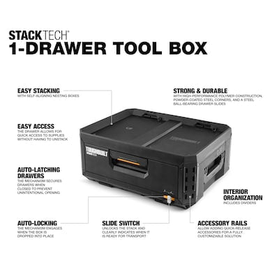 TOUGHBUILT STACKTECH 1-Drawer Plastic/Metal Tool Box