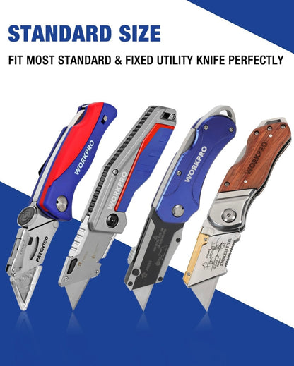 WORKPRO 50-Pack Utility Knife Blades w/ Dispenser - SK5 Steel