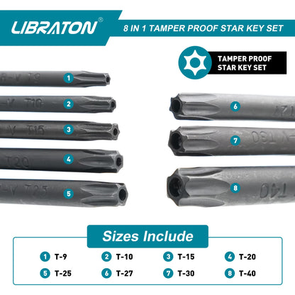 LIBRATON 8-IN-1 Tamper Proof Folding Star Key Set