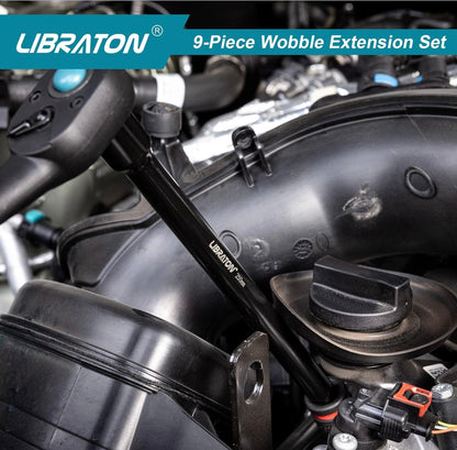 Libraton Wobble Socket Extension Set w/ EVA Storage Tray - 1/4”, 3/8”, 1/2”
