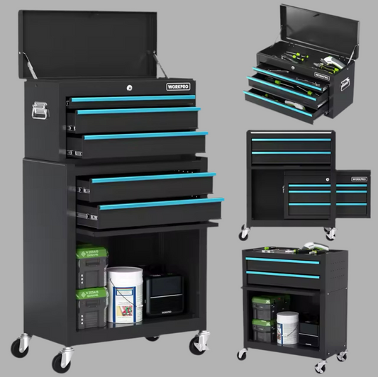 WORKPRO 5-Drawer 2-In-1 Rolling Removable Tool Chest & Cabinet