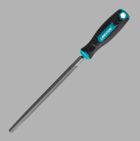 LIBRATON 8” Triangle Metal File w/ Ergonomic Handle