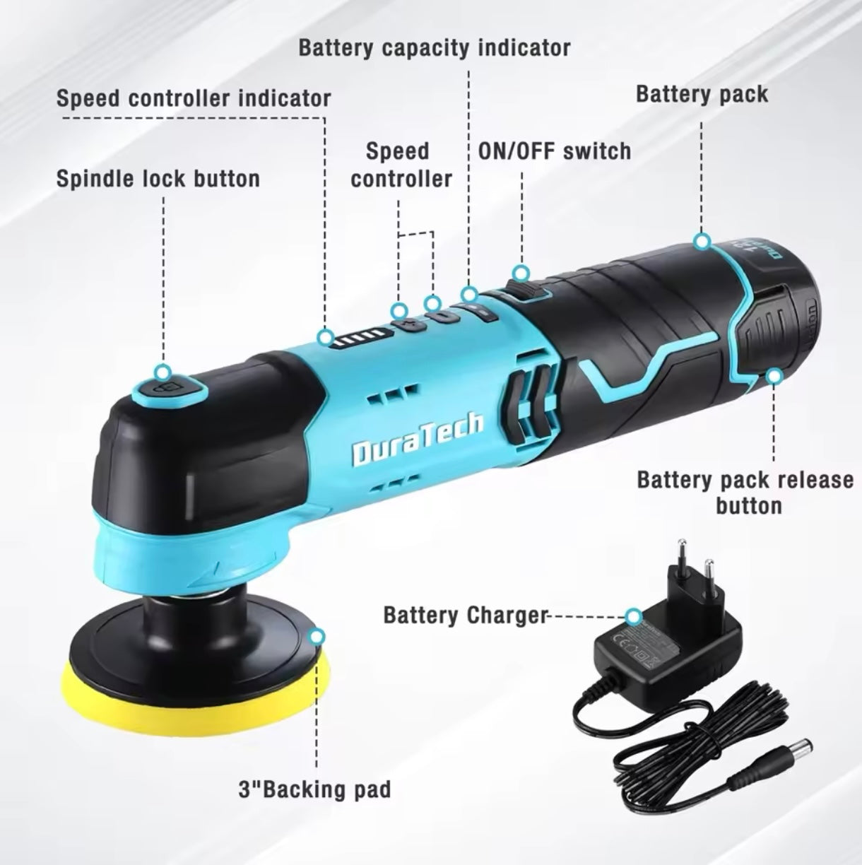 DURATECH 12V Cordless Buffer Polisher
