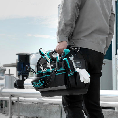 DURATECH 12” Multi-Pocket Open Top Tool Tote w/ Waterproof Hard Bottom, Rotating Handle