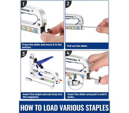 WORKPRO 4-in-1 Staple Gun + 2000 Staples