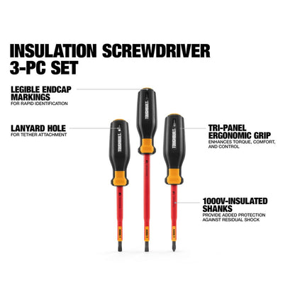 TOUGHBUILT 3Pc. 1000v Insulated Screwdriver Set
