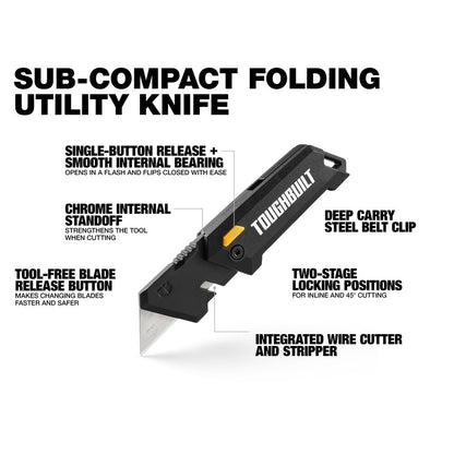 TOUGHBUILT Sub-Compact Folding Utility Knife