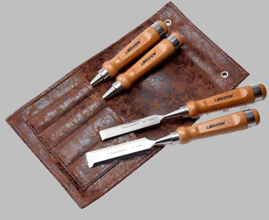 Libraton 4PC Woodworking Chisel Set w/ Leather Pouch